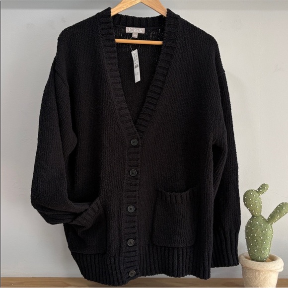 J. Crew Black Marina V- Neck Cardigan Sweater, Size XL, NWT - Picture 3 of 14